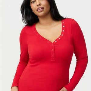 Torrid 1 Red Ribbed Long Sleeve Top